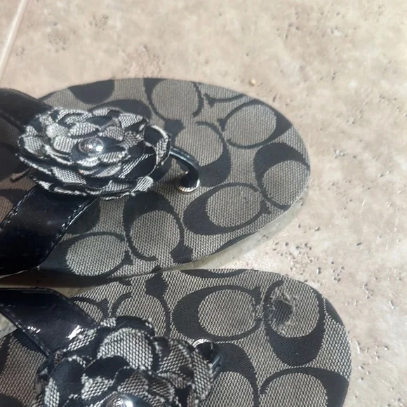 Coach Black and Gray Monogram Sandals - Picture 2 of 5